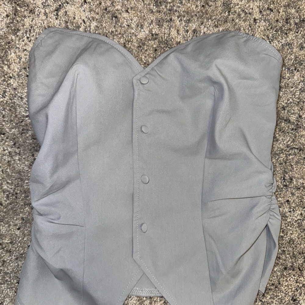 PrettyLittleThing Light Gray Strapless Top